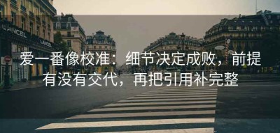 爱一番像校准：细节决定成败，前提有没有交代，再把引用补完整