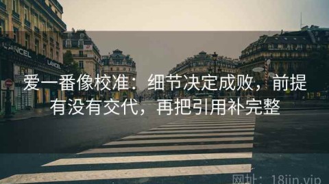 爱一番像校准：细节决定成败，前提有没有交代，再把引用补完整