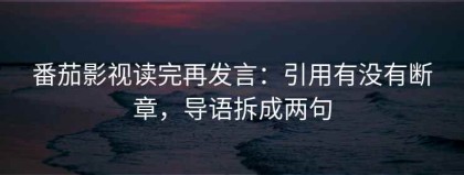 番茄影视读完再发言：引用有没有断章，导语拆成两句