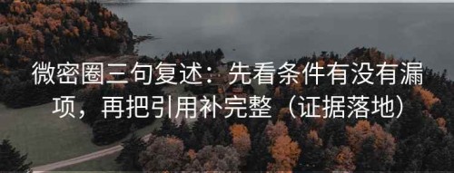 微密圈三句复述：先看条件有没有漏项，再把引用补完整（证据落地）