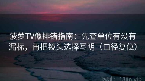 菠萝TV像排错指南：先查单位有没有漏标，再把镜头选择写明（口径复位）