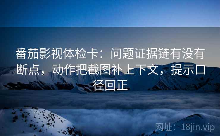 番茄影视体检卡：问题证据链有没有断点，动作把截图补上下文，提示口径回正
