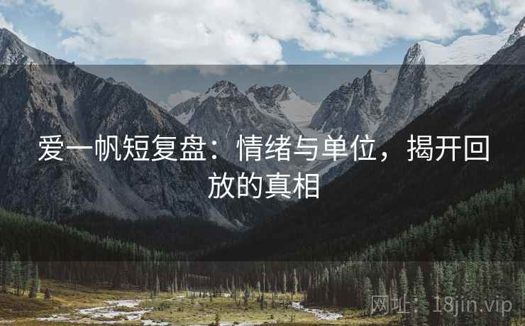 爱一帆短复盘：情绪与单位，揭开回放的真相