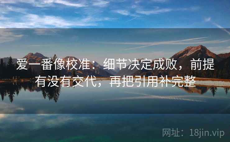 爱一番像校准：细节决定成败，前提有没有交代，再把引用补完整